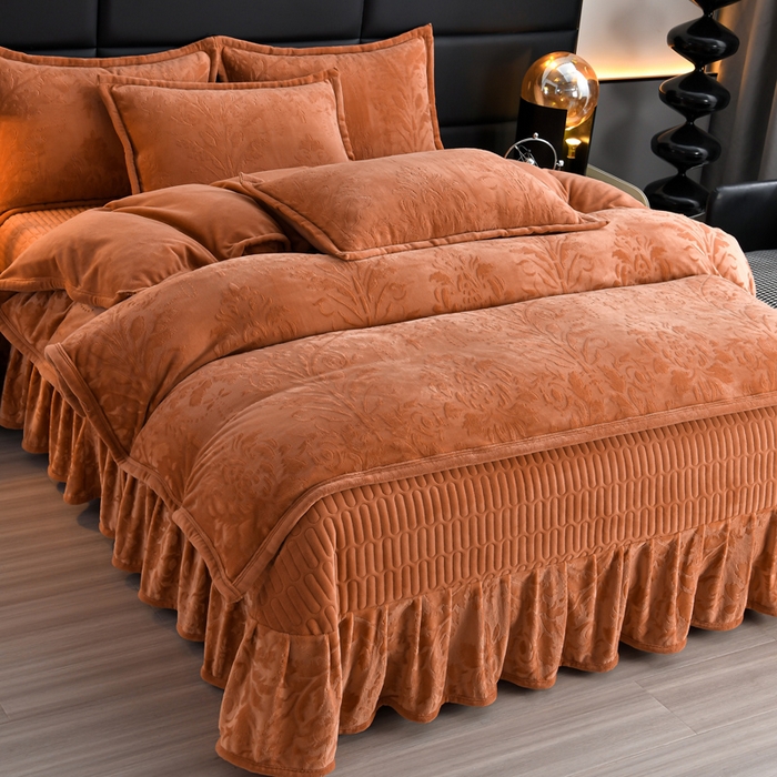 91家纺网 家纺一手货源 找家纺 星窝家纺 2025新款雕花绒床盖四件套 控价标准139（直播拼多多淘宝） 灵动橘