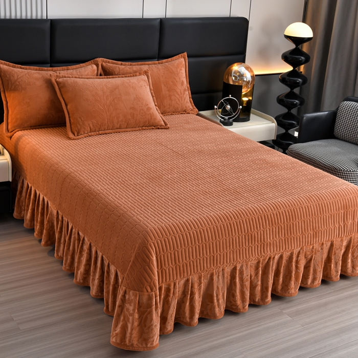 91家纺网 家纺一手货源 找家纺 星窝家纺 2025新款雕花绒床盖四件套 控价标准139（直播拼多多淘宝） 灵动橘