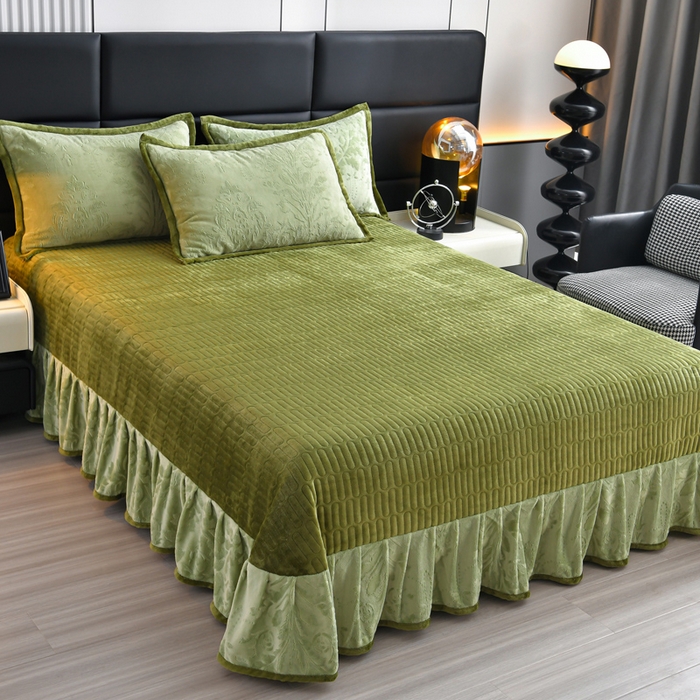 91家纺网 家纺一手货源 找家纺 星窝家纺 2025新款雕花绒床盖四件套 控价标准139（直播拼多多淘宝） 灵动绿