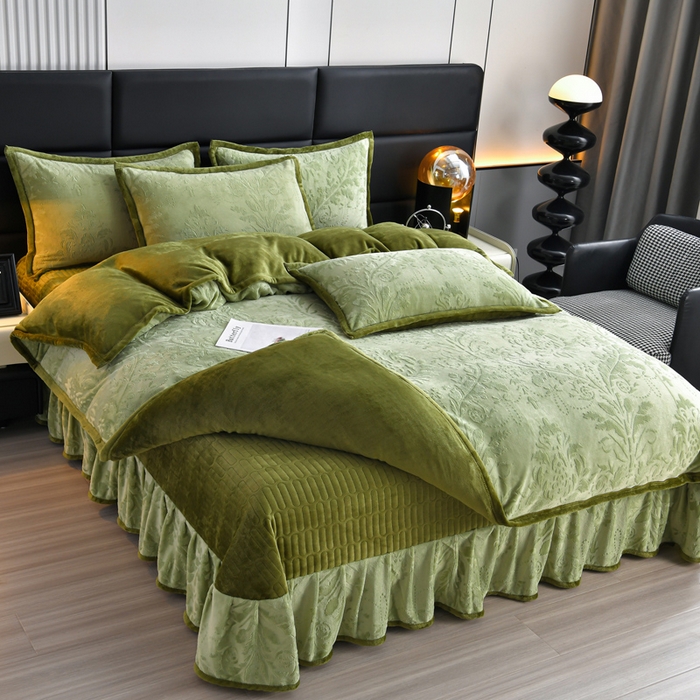91家纺网 家纺一手货源 找家纺 星窝家纺 2025新款雕花绒床盖四件套 控价标准139（直播拼多多淘宝） 灵动绿
