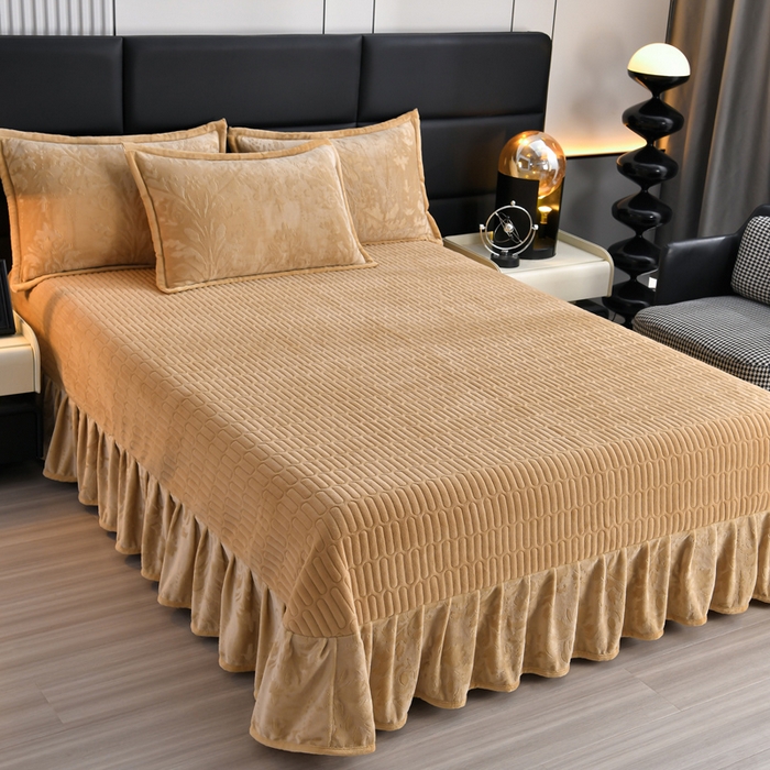 91家纺网 家纺一手货源 找家纺 星窝家纺 2025新款雕花绒床盖四件套 控价标准139（直播拼多多淘宝） 灵动奶咖