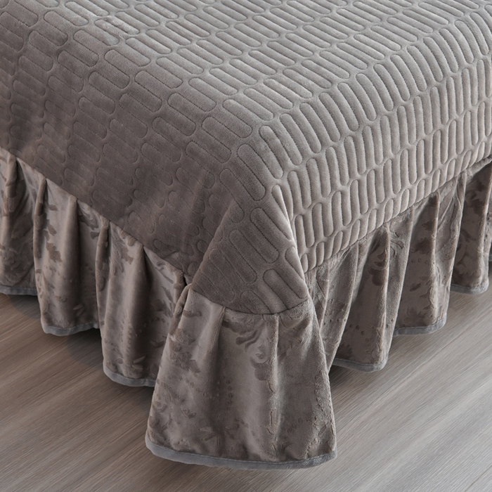 91家纺网 家纺一手货源 找家纺 星窝家纺 2025新款雕花绒床盖四件套 控价标准139（直播拼多多淘宝） 灵动浅灰