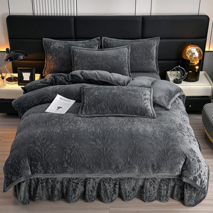 星窝家纺 2025新款雕花绒床盖四件套 控价标准139（直播拼多多淘宝） 灵动烟灰