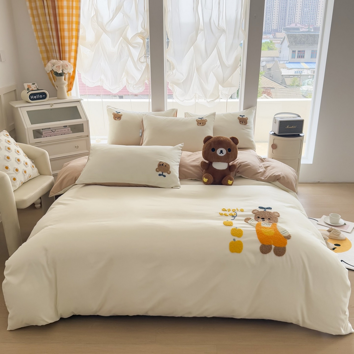 91家纺网 家纺一手货源 找家纺 （总）恋绒家纺 2025新款水洗棉毛巾绣卡通绣花学生三件套四件套