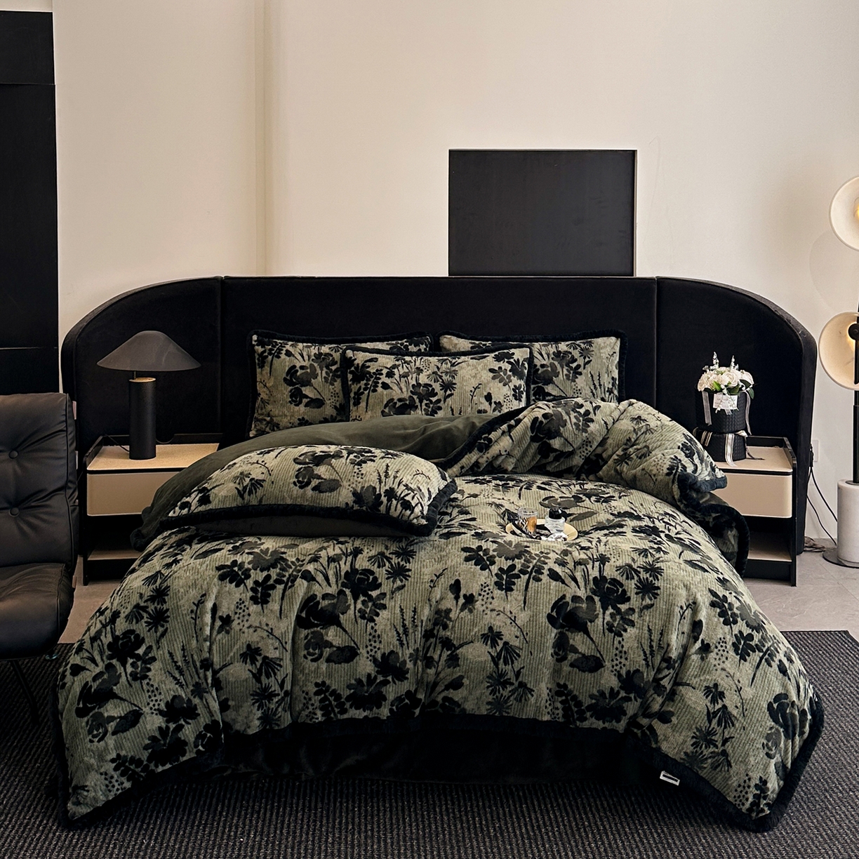 91家纺网 家纺一手货源 找家纺 （总）畅畅家纺 2025新款高克重新款冬季加厚兔毛绒包边款床单床笠四件套