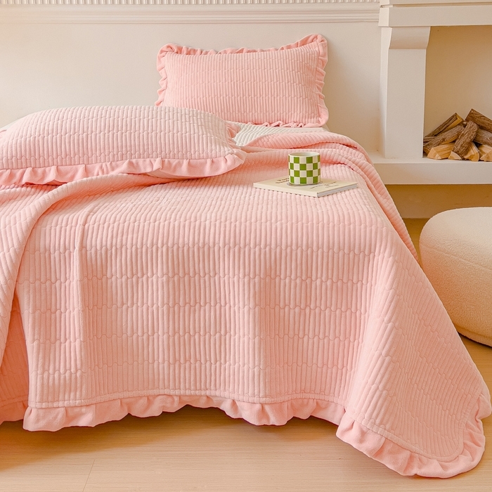 （总）乐野家居 2025新款A类加厚素色牛奶绒床盖系列