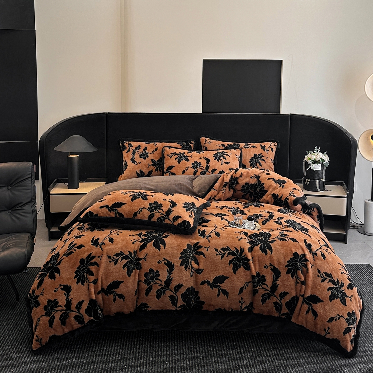 91家纺网 家纺一手货源 找家纺 （总）畅畅家纺 2025新款高克重新款冬季加厚兔毛绒包边款床单床笠四件套