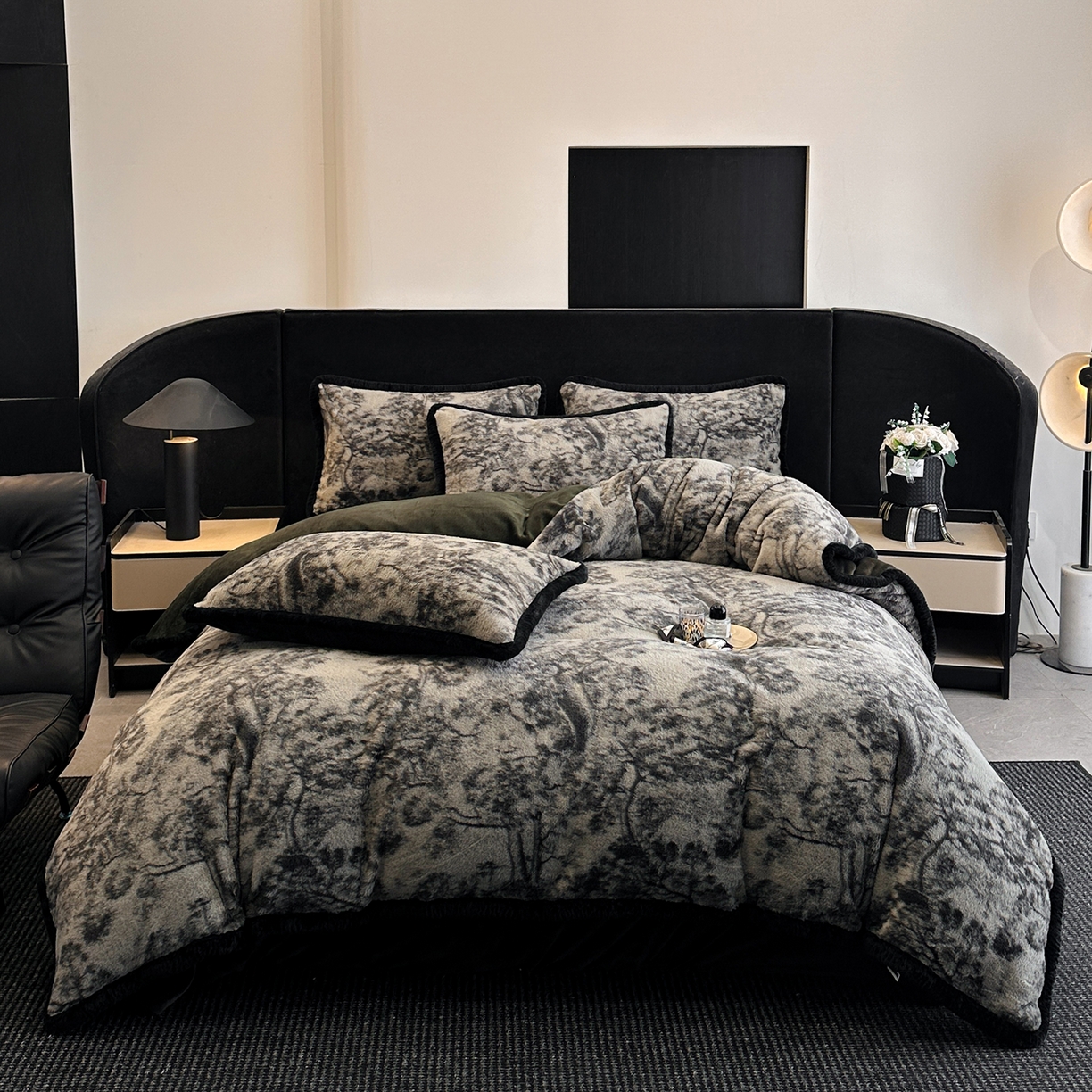 91家纺网 家纺一手货源 找家纺 （总）畅畅家纺 2025新款高克重新款冬季加厚兔毛绒包边款床单床笠四件套