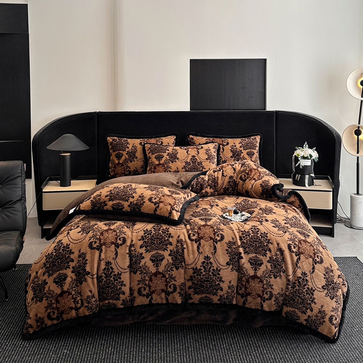 91家纺网 家纺一手货源 找家纺 （总）畅畅家纺 2025新款高克重新款冬季加厚兔毛绒包边款床单床笠四件套