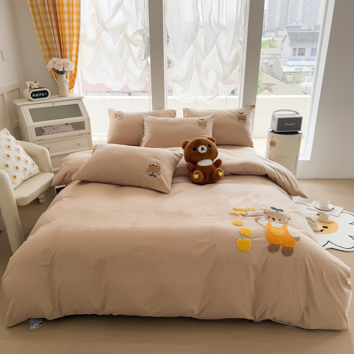 91家纺网 家纺一手货源 找家纺 （总）恋绒家纺 2025新款水洗棉毛巾绣卡通绣花学生三件套四件套