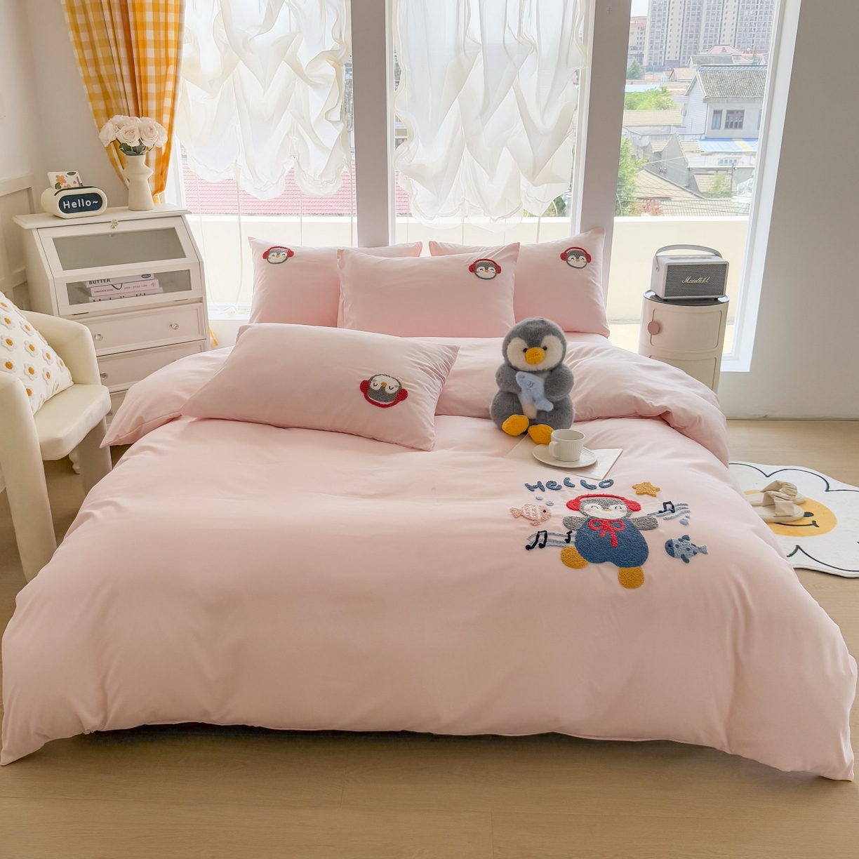 91家纺网 家纺一手货源 找家纺 （总）恋绒家纺 2025新款水洗棉毛巾绣卡通绣花学生三件套四件套