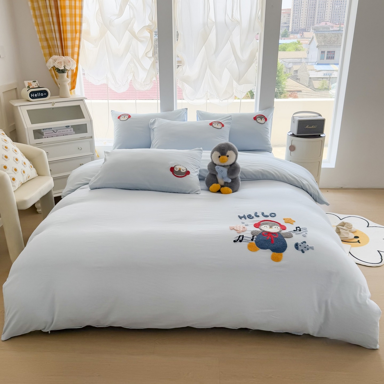 91家纺网 家纺一手货源 找家纺 （总）恋绒家纺 2025新款水洗棉毛巾绣卡通绣花学生三件套四件套