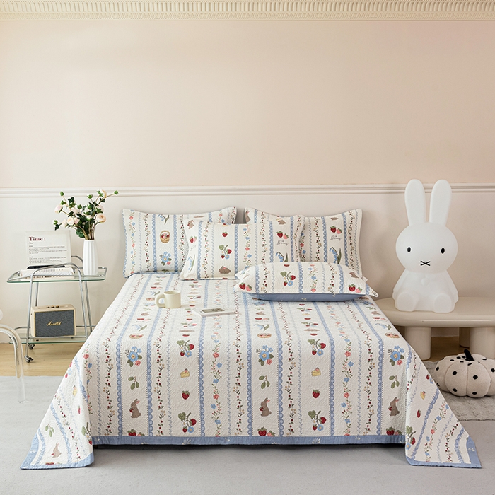 91家纺网 家纺一手货源 找家纺 （总）2025新款13070双面全棉砂洗大直边床盖三件套四件套