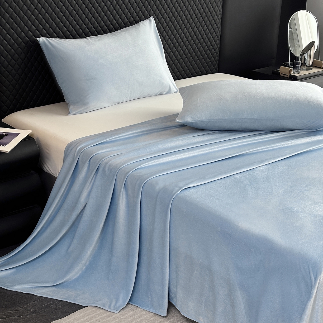 91家纺网 家纺一手货源 找家纺 （总）馨乐家纺 2025新款简约时尚纯色水晶绒床单