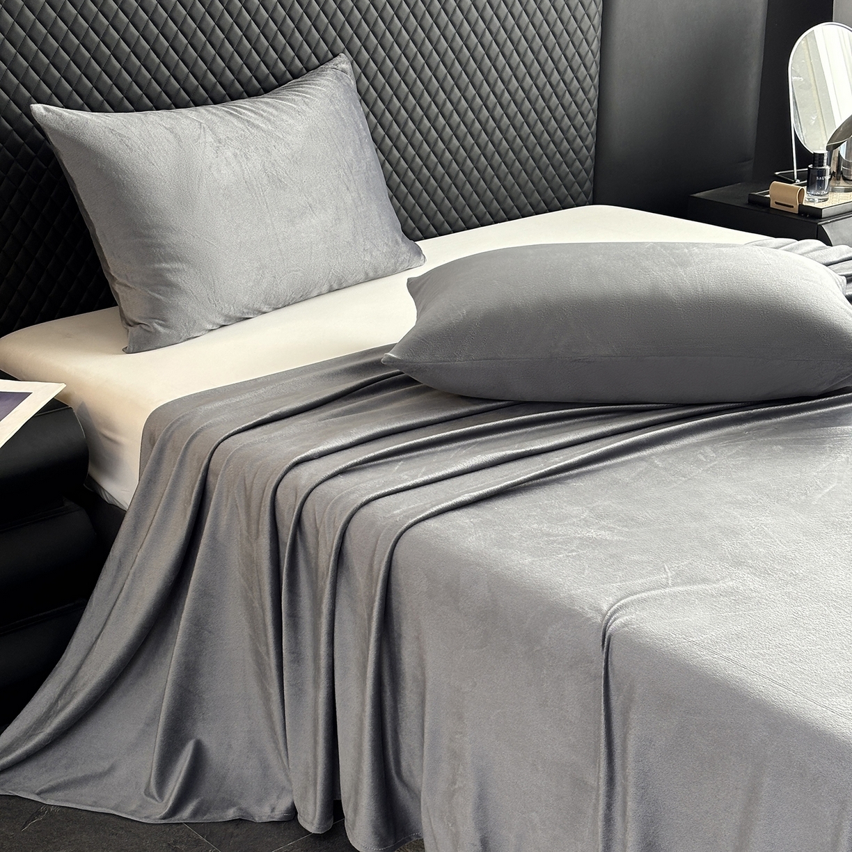 91家纺网 家纺一手货源 找家纺 （总）馨乐家纺 2025新款简约时尚纯色水晶绒床单