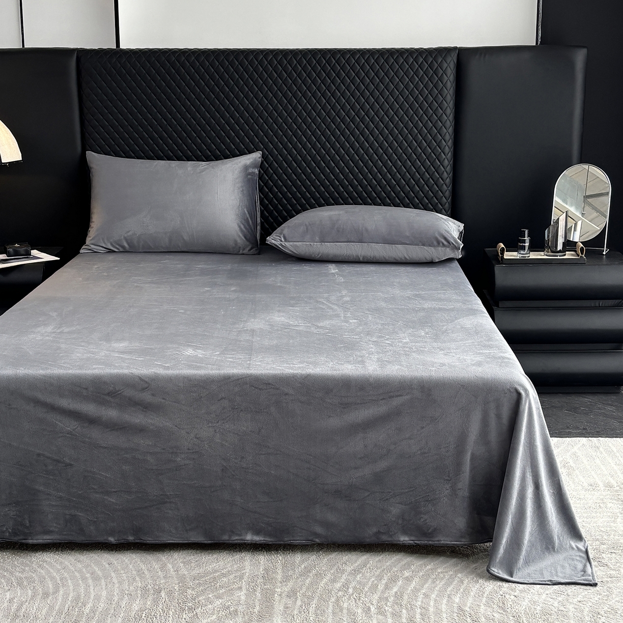 91家纺网 家纺一手货源 找家纺 （总）馨乐家纺 2025新款简约时尚纯色水晶绒床单