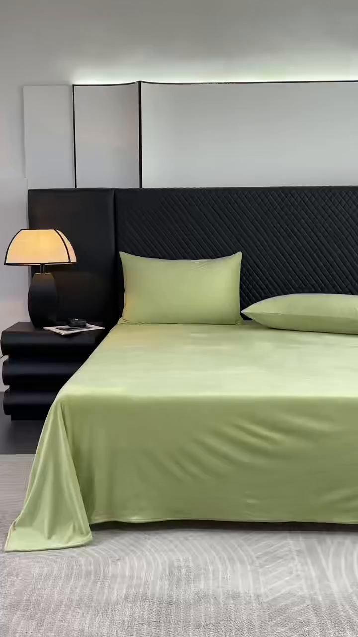 91家纺网 家纺一手货源 找家纺 馨乐家纺 2025新款简约时尚纯色水晶绒床单 抹茶