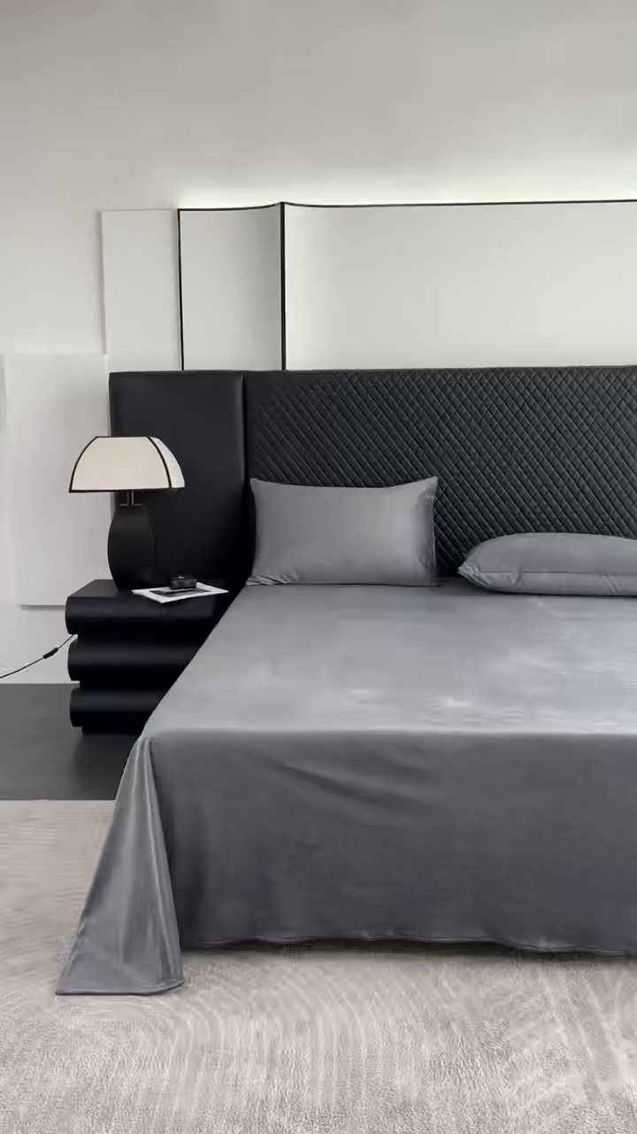 91家纺网 家纺一手货源 找家纺 馨乐家纺 2025新款简约时尚纯色水晶绒床单 深灰