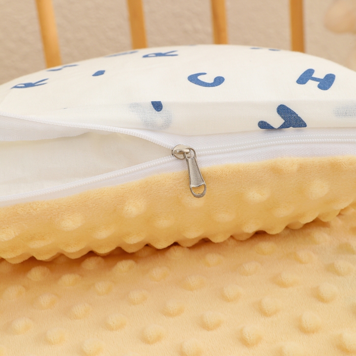 91家纺网 家纺一手货源 找家纺 织布人 2025新款枕芯A类全棉卡通豆豆枕双面可用儿童学生枕套+枕芯可拆洗 A类字母笑脸