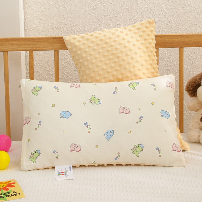 91家纺网 家纺一手货源 找家纺 织布人 2025新款枕芯A类全棉卡通豆豆枕双面可用儿童学生枕套+枕芯可拆洗 A类恐龙宝宝