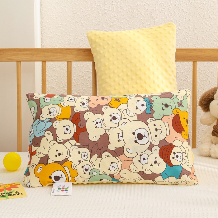 91家纺网 家纺一手货源 找家纺 织布人 2025新款枕芯A类全棉卡通豆豆枕双面可用儿童学生枕套+枕芯可拆洗 A类小熊乐园