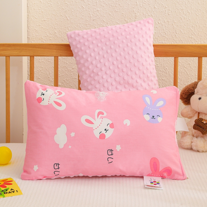 91家纺网 家纺一手货源 找家纺 织布人 2025新款枕芯A类全棉卡通豆豆枕双面可用儿童学生枕套+枕芯可拆洗 A类多趣兔宝