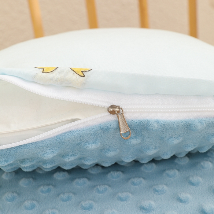 91家纺网 家纺一手货源 找家纺 织布人 2025新款枕芯A类全棉卡通豆豆枕双面可用儿童学生枕套+枕芯可拆洗 A类蓝色小熊