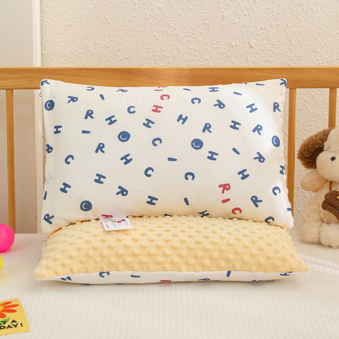 91家纺网 家纺一手货源 找家纺 织布人 2025新款枕芯A类全棉卡通豆豆枕双面可用儿童学生枕套+枕芯可拆洗 A类字母笑脸
