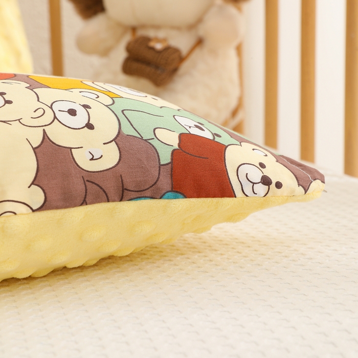 91家纺网 家纺一手货源 找家纺 织布人 2025新款枕芯A类全棉卡通豆豆枕双面可用儿童学生枕套+枕芯可拆洗 A类小熊乐园