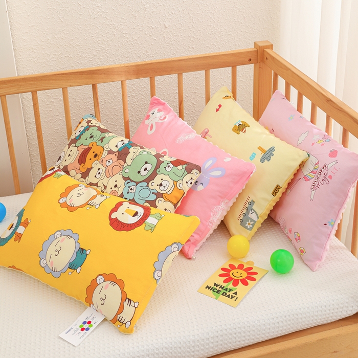 91家纺网 家纺一手货源 找家纺 织布人 2025新款枕芯A类全棉卡通豆豆枕双面可用儿童学生枕套+枕芯可拆洗 组合图