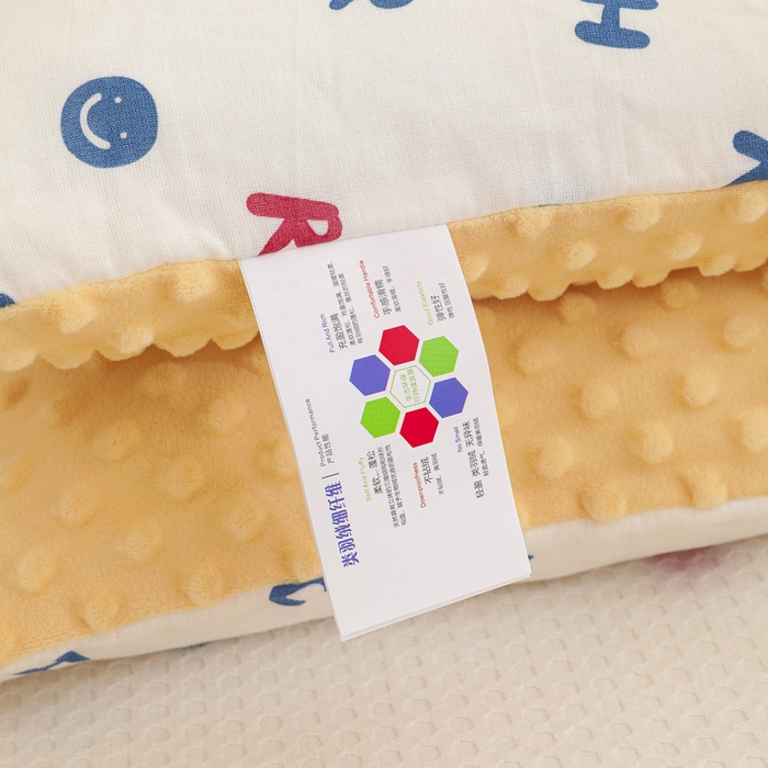 91家纺网 家纺一手货源 找家纺 织布人 2025新款枕芯A类全棉卡通豆豆枕双面可用儿童学生枕套+枕芯可拆洗 A类字母笑脸