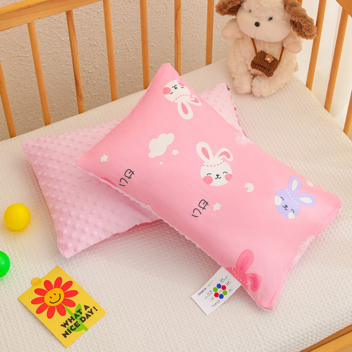 91家纺网 家纺一手货源 找家纺 织布人 2025新款枕芯A类全棉卡通豆豆枕双面可用儿童学生枕套+枕芯可拆洗 A类多趣兔宝