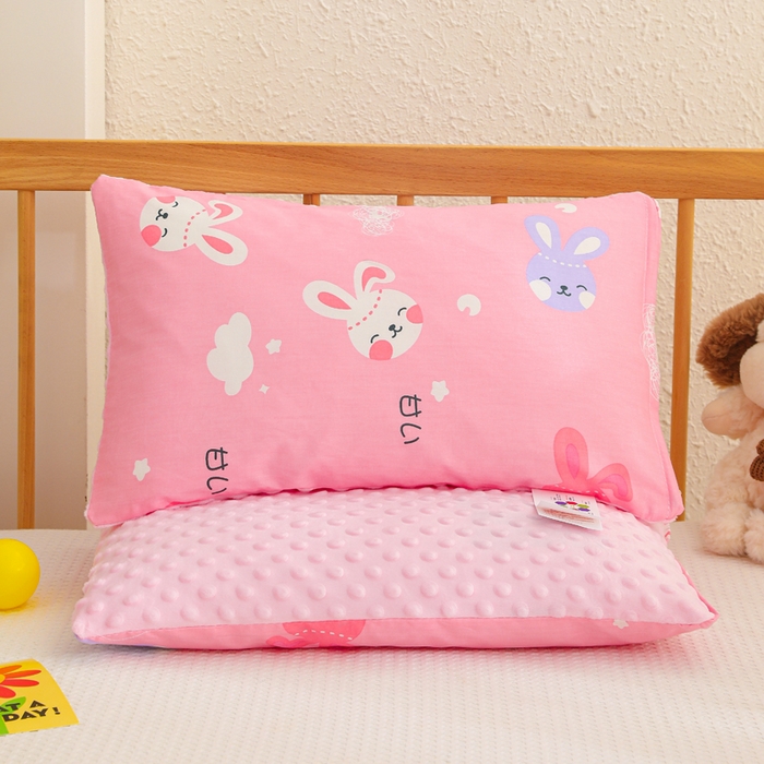 91家纺网 家纺一手货源 找家纺 织布人 2025新款枕芯A类全棉卡通豆豆枕双面可用儿童学生枕套+枕芯可拆洗 A类多趣兔宝