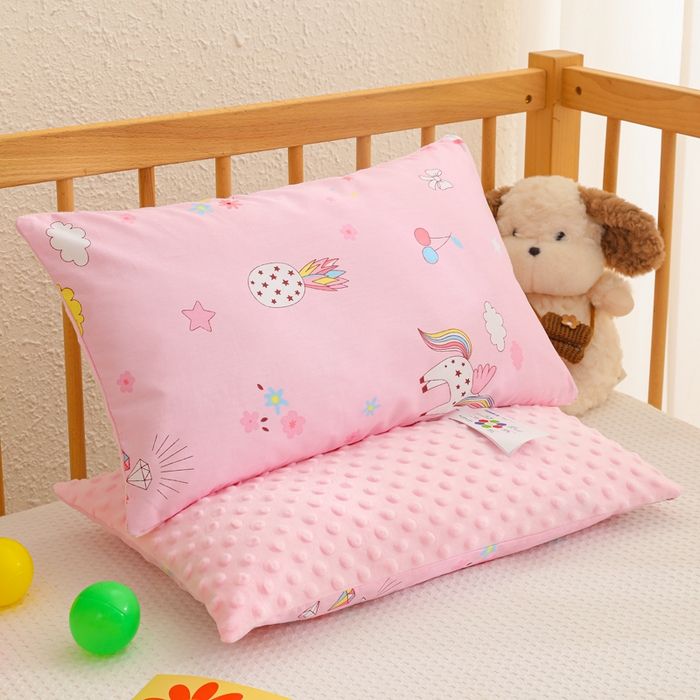 91家纺网 家纺一手货源 找家纺 （总）织布人 2025新款枕芯A类全棉卡通豆豆枕双面可用儿童学生枕套+枕芯可拆洗