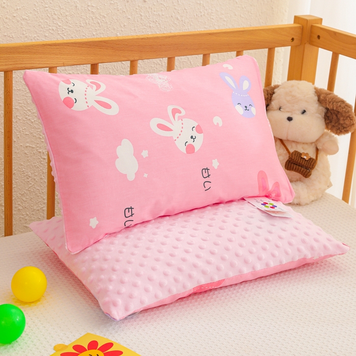 91家纺网 家纺一手货源 找家纺 织布人 2025新款枕芯A类全棉卡通豆豆枕双面可用儿童学生枕套+枕芯可拆洗 A类多趣兔宝