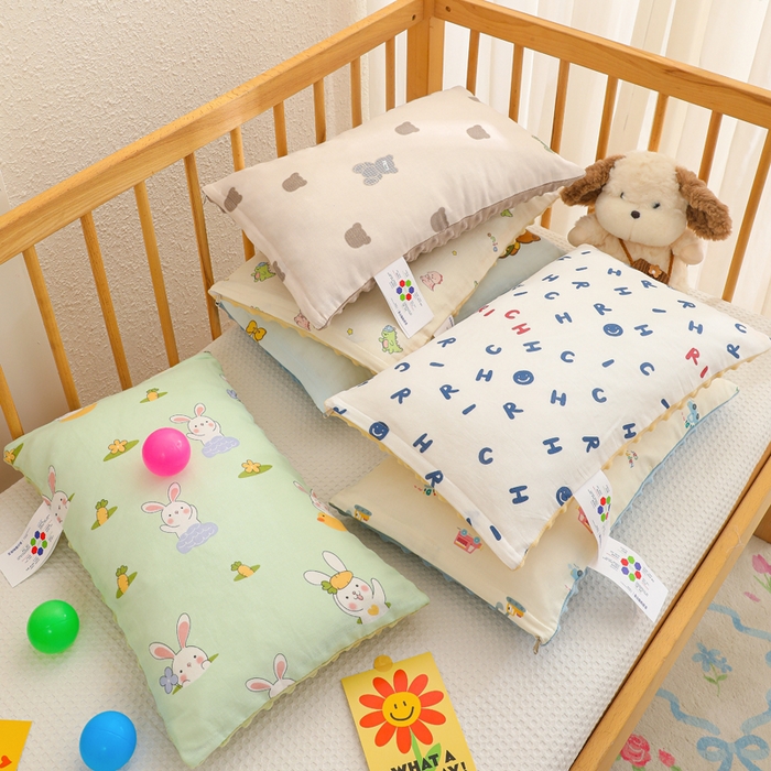 91家纺网 家纺一手货源 找家纺 织布人 2025新款枕芯A类全棉卡通豆豆枕双面可用儿童学生枕套+枕芯可拆洗 组合图