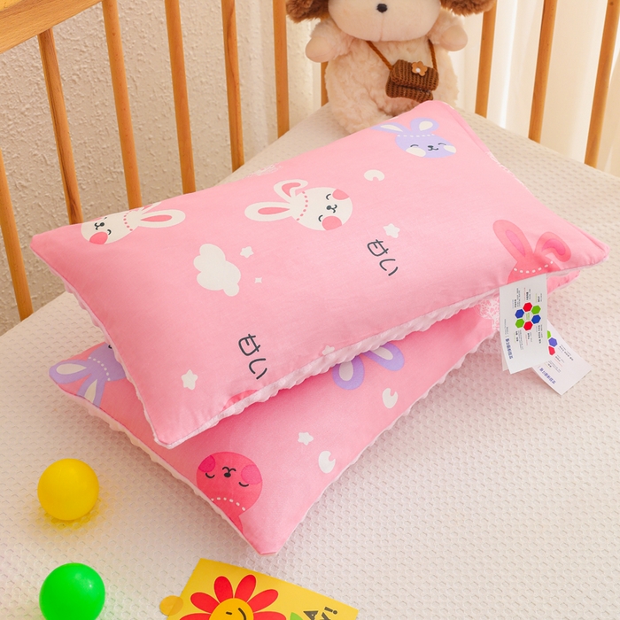 91家纺网 家纺一手货源 找家纺 织布人 2025新款枕芯A类全棉卡通豆豆枕双面可用儿童学生枕套+枕芯可拆洗 A类多趣兔宝