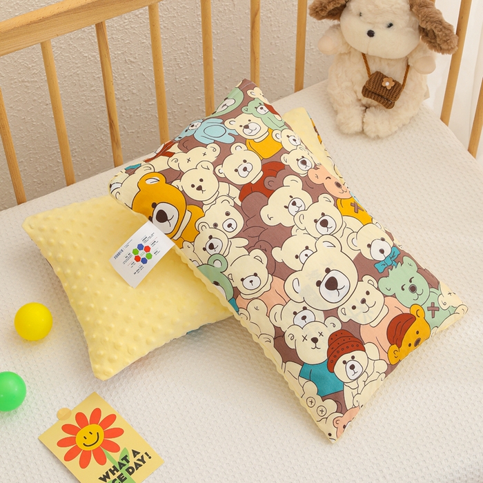 91家纺网 家纺一手货源 找家纺 织布人 2025新款枕芯A类全棉卡通豆豆枕双面可用儿童学生枕套+枕芯可拆洗 A类小熊乐园