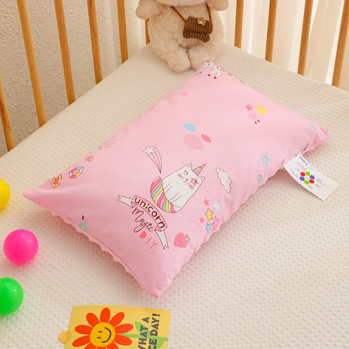 91家纺网 家纺一手货源 找家纺 织布人 2025新款枕芯A类全棉卡通豆豆枕双面可用儿童学生枕套+枕芯可拆洗 A类彩虹飞马