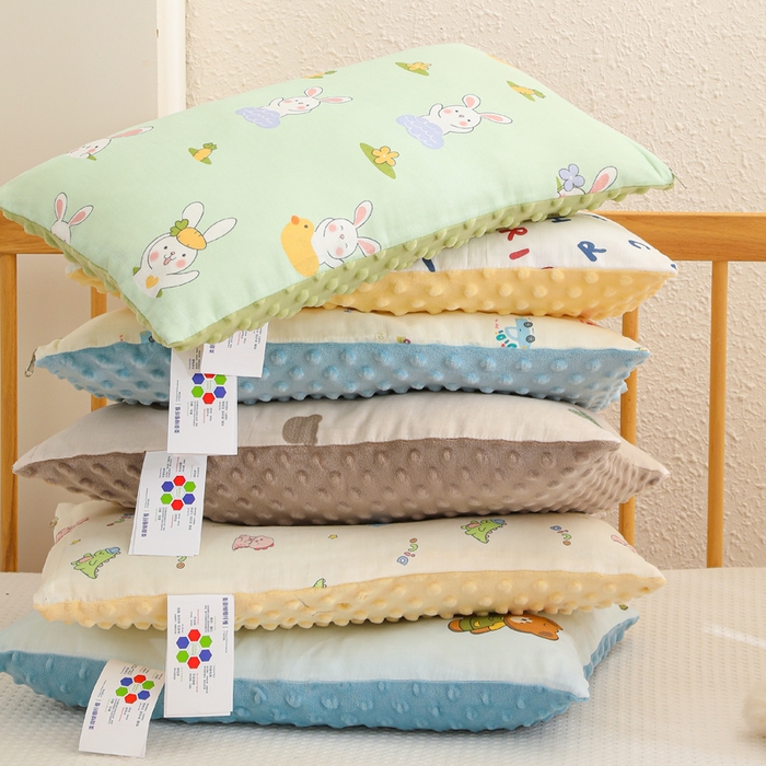 91家纺网 家纺一手货源 找家纺 织布人 2025新款枕芯A类全棉卡通豆豆枕双面可用儿童学生枕套+枕芯可拆洗 组合图