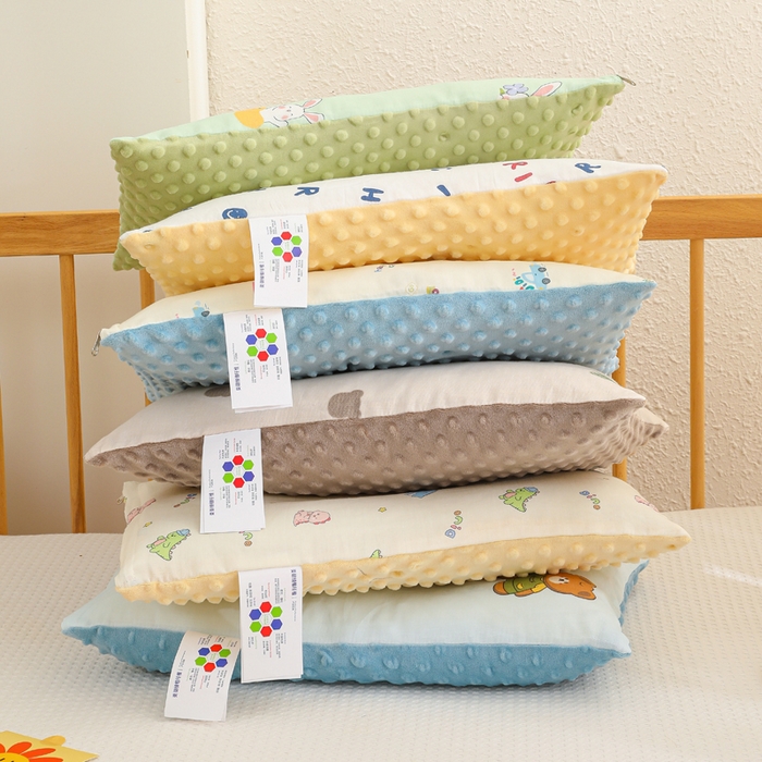 91家纺网 家纺一手货源 找家纺 织布人 2025新款枕芯A类全棉卡通豆豆枕双面可用儿童学生枕套+枕芯可拆洗 组合图