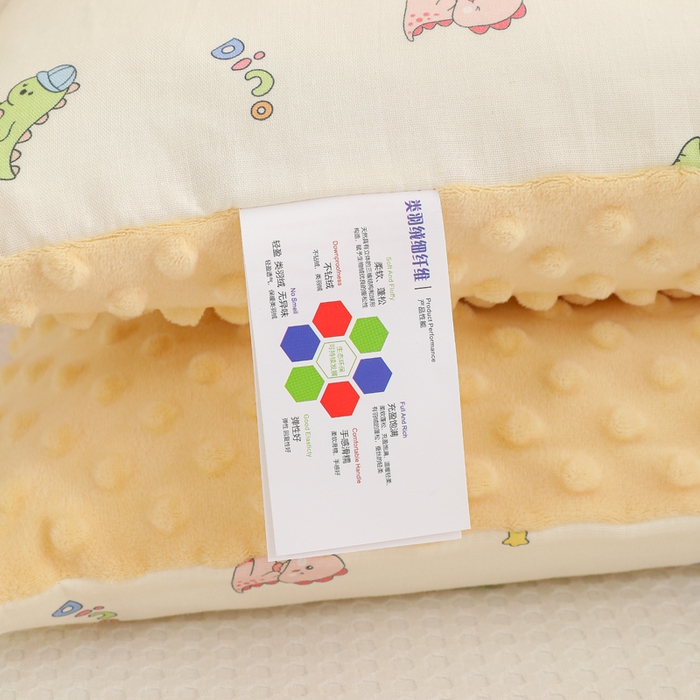 91家纺网 家纺一手货源 找家纺 织布人 2025新款枕芯A类全棉卡通豆豆枕双面可用儿童学生枕套+枕芯可拆洗 A类恐龙宝宝