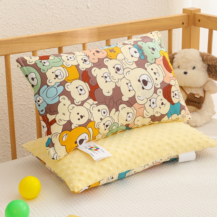 91家纺网 家纺一手货源 找家纺 织布人 2025新款枕芯A类全棉卡通豆豆枕双面可用儿童学生枕套+枕芯可拆洗 A类小熊乐园