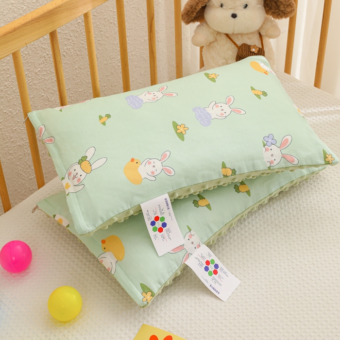 91家纺网 家纺一手货源 找家纺 织布人 2025新款枕芯A类全棉卡通豆豆枕双面可用儿童学生枕套+枕芯可拆洗 A类萝卜兔兔