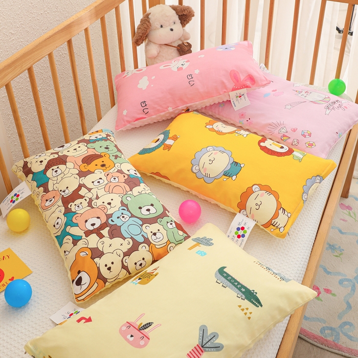 91家纺网 家纺一手货源 找家纺 织布人 2025新款枕芯A类全棉卡通豆豆枕双面可用儿童学生枕套+枕芯可拆洗 组合图