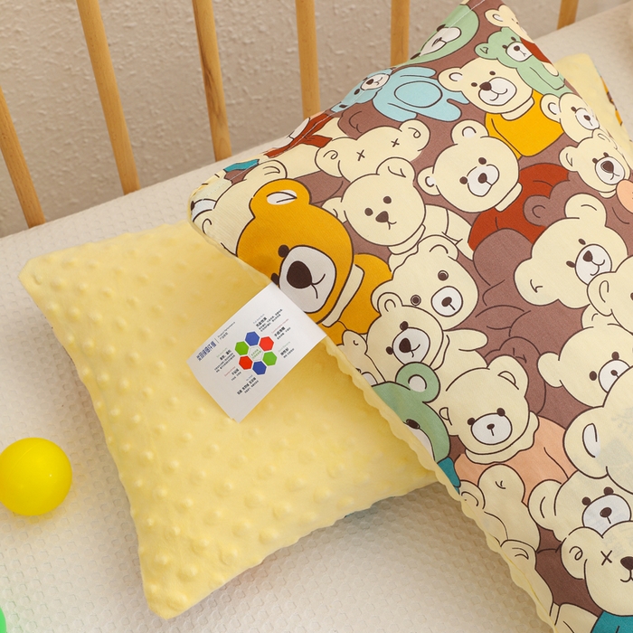 91家纺网 家纺一手货源 找家纺 织布人 2025新款枕芯A类全棉卡通豆豆枕双面可用儿童学生枕套+枕芯可拆洗 A类小熊乐园