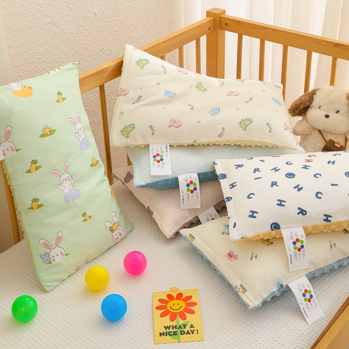 91家纺网 家纺一手货源 找家纺 织布人 2025新款枕芯A类全棉卡通豆豆枕双面可用儿童学生枕套+枕芯可拆洗 组合图