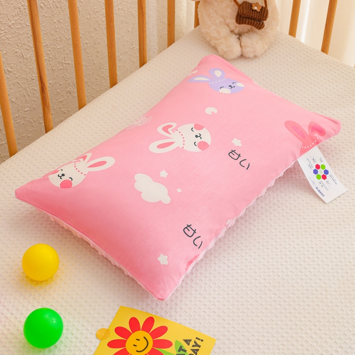 91家纺网 家纺一手货源 找家纺 织布人 2025新款枕芯A类全棉卡通豆豆枕双面可用儿童学生枕套+枕芯可拆洗 A类多趣兔宝