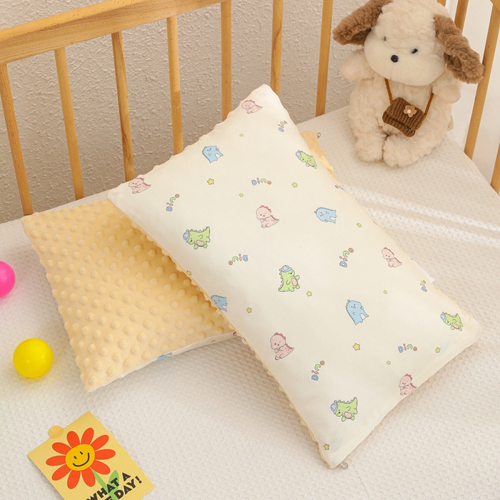 91家纺网 家纺一手货源 找家纺 织布人 2025新款枕芯A类全棉卡通豆豆枕双面可用儿童学生枕套+枕芯可拆洗 A类恐龙宝宝