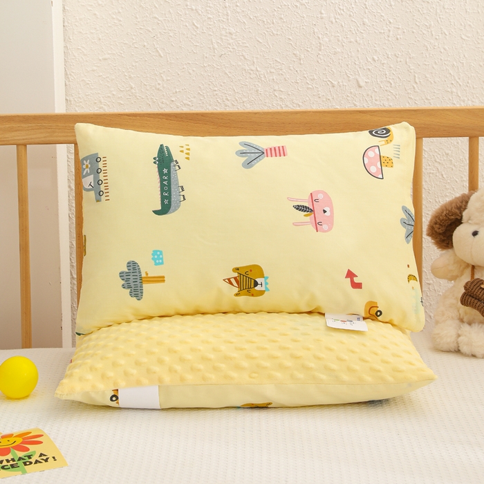 91家纺网 家纺一手货源 找家纺 织布人 2025新款枕芯A类全棉卡通豆豆枕双面可用儿童学生枕套+枕芯可拆洗 A类动物汽车